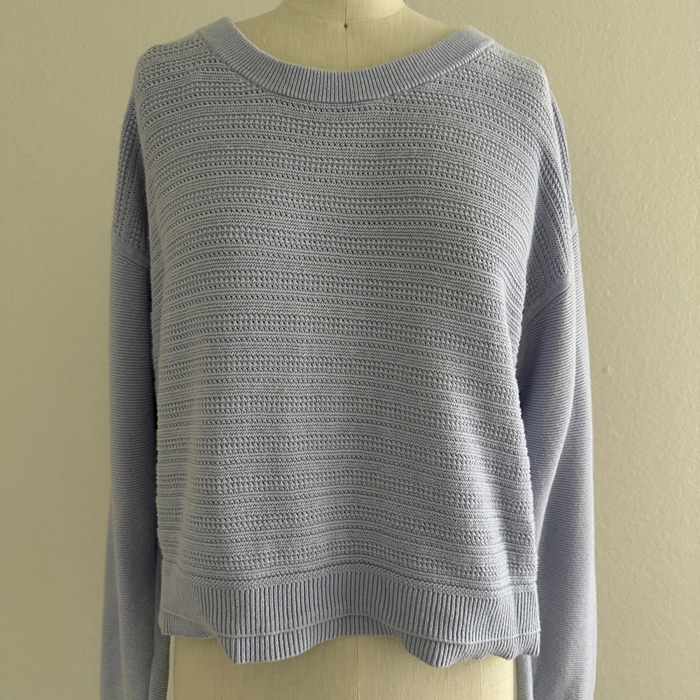 Lululemon Nurture Nature Pullover Sweater Sz 4 Purple Textured Knit Boxy Crop